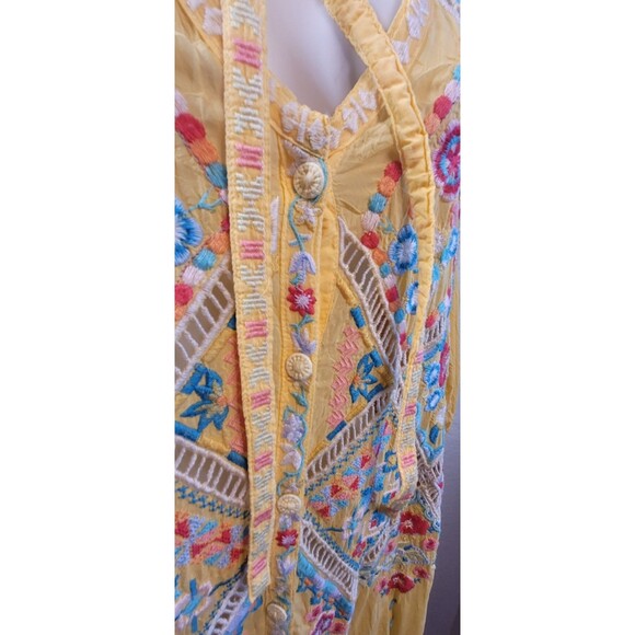 JOHNNY WAS 3x YELLOW FLORAL Arges Tunic - Embroidered - long sleeve Shirt Blouse - Picture 8 of 13